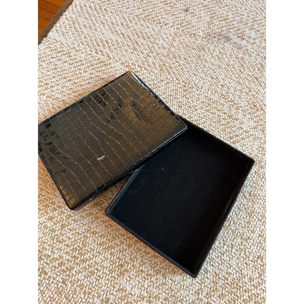 Black Faux Croc Embossed Jewelry or Trinket Box